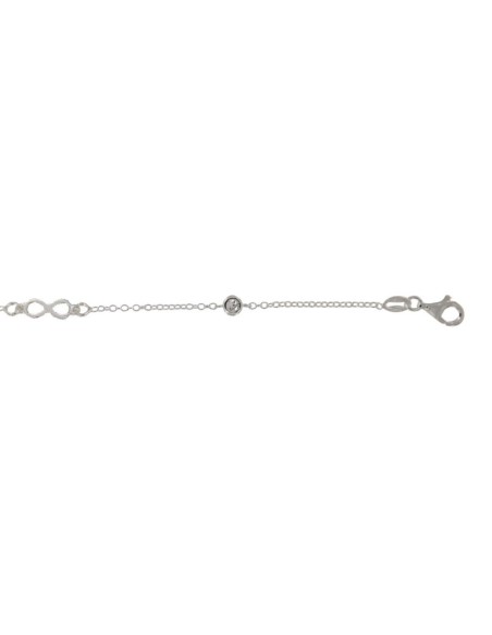 TO-110 - TOBILLERA DE PLATA CON MOTIVO DEL INFINITO DE 12 MM Y CHATONES DE 4 MM Y 22,5 CM