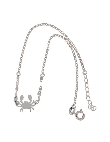 TO-98 - TOBILLERA DE PLATA CON MOTIVO DE CANGREJO DE MAR Y 26 CM