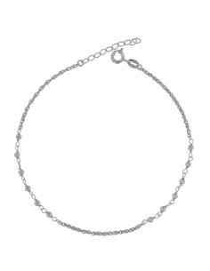 TO-178 - TOBILLERA DE PLATA CON MOTIVO DE BOLITA DE 22 CM + ALARGADOR