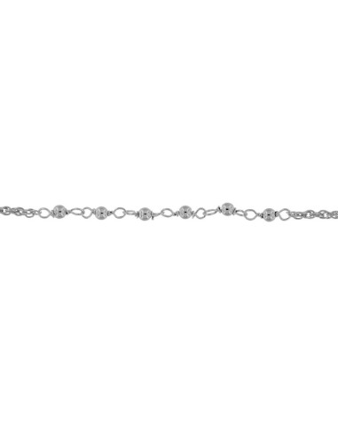 TO-178 - TOBILLERA DE PLATA CON MOTIVO DE BOLITA DE 22 CM + ALARGADOR