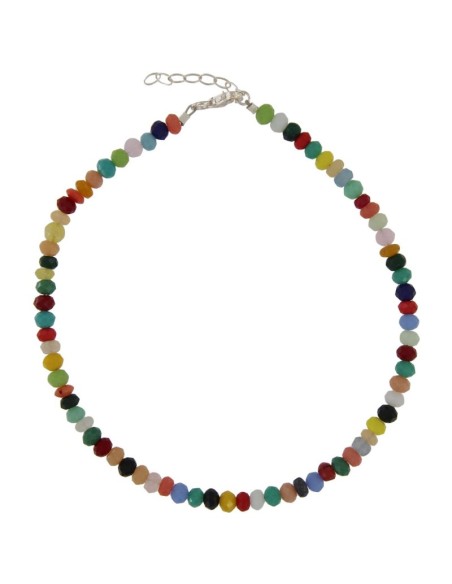 TO-157 - TOBILLERA CON PIEDRA MULTICOLOR DE 22,5 CM + ALARGADOR