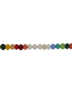 TO-154 - TOBILLERA CON BOLA DE PLATA DE 4 MM Y PIEDRA MULTICOLOR DE 22,5 CM + ALARGADOR 2