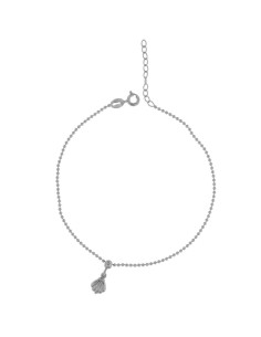 TO-137 - TOBILLERA DE PLATA CON CADENAS DE BOLITAS Y CONCHA DE 22 CM + ALARGADOR