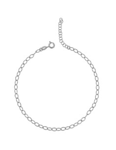 TO-139 - TOBILLERA DE PLATA CON CADENA FORZADA DE 22 CM + ALARGADOR