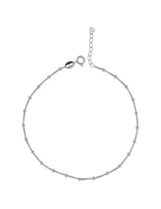 TO-135 - TOBILLERA DE PLATA CON CADENA EGYPICIA Y BOLITA DE 22 CM + ALARGADOR