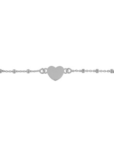 TO-129 - TOBILLERA DE PLATA CON MOTIVO DE CORAZÓN CON BOLITAS DE 22,5 CM 2