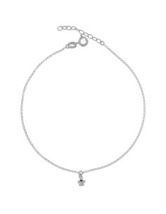 TO-160 - TOBILLERA DE PLATA CON MOTIVO DE TRÉBOL DE 22 CM + ALARGADOR