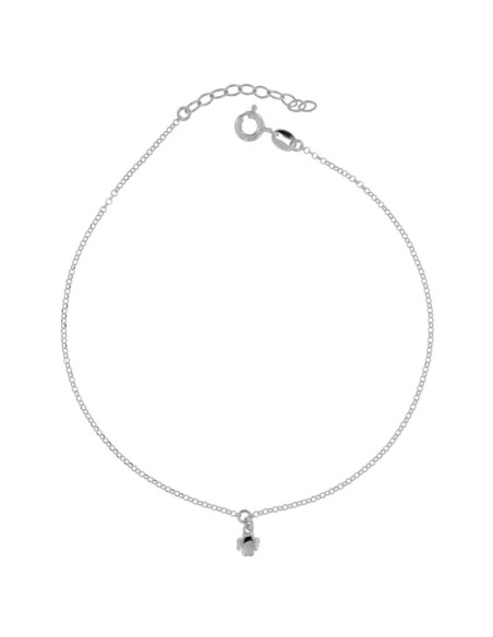 TO-158 - TOBILLERA DE PLATA CON MOTIVO DE FLOR DE 22 CM + ALARGADOR