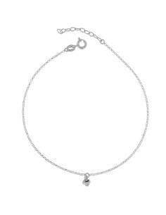 TO-145 - TOBILLERA DE PLATA CON MOTIVO DE CORAZÓN DE 22,5 CM + ALARGADOR