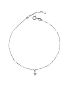 TO-149 - TOBILLERA DE PLATA CON MOTIVO DE ESTRELLA DE 22 CM + ALARGADOR