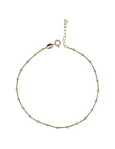 TO-136 - TOBILLERA DE PLATA CHAPADO EN ORO CON CADENA EGYPICIA Y BOLITA DE 22 CM + ALARGADOR