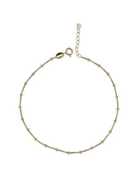 TO-136 - TOBILLERA DE PLATA CHAPADO EN ORO CON CADENA EGYPICIA Y BOLITA DE 22 CM + ALARGADOR