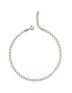 TO-140 - TOBILLERA DE PLATA CHAPADO EN ORO CON CADENA FORZADA DE 22 CM + ALARGADOR