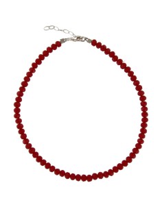 TO-156 - TOBILLERA CON PIEDRA ROJA DE 22,5 CM + ALARGADOR