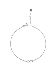 TO-131 - TOBILLERA DE PLATA CON MOTIVO DE INFINITO CON BOLITAS DE 22,5 CM