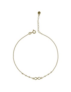 TO-132 - TOBILLERA DE PLATA CHAPADO EN ORO CON MOTIVO DE INFINITO CON BOLITAS DE 22,5 CM