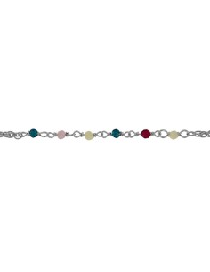 TO-176 - TOBILLERA DE PLATA CON MOTIVO DE PIEDRA COLORES DE 22 CM + ALARGADOR 2