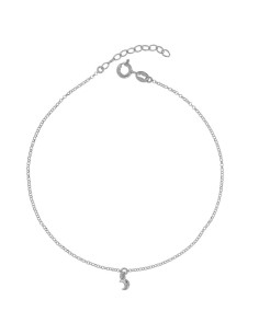 TO-147 - TOBILLERA DE PLATA CON MOTIVO DE LUNA DE 22 CM + ALARGADOR