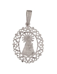 COLG-587RODIO - COLGANTE PLATA RODIO MEDALLÓN DE LA VIRGEN DE LOS DESAMPARADOS DE 28 MM