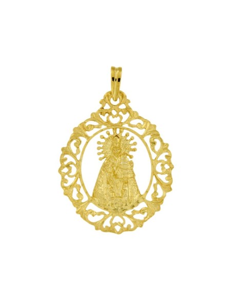 COLG-498DO - COLGANTE PLATA CHAPADO EN ORO MEDALLÓN VIRGEN DE LOS DESAMPARADOS DE 38 MM DE ALTO