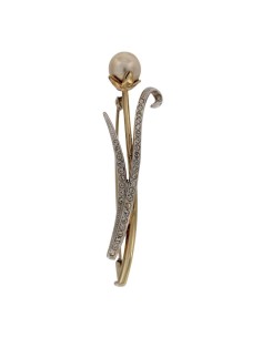 BRO-2 - BROCHE DE PLATA CON MOTIVO ABSTRACTO Y PERLA CON CIRCONITA DE 20 MM X 70 MM