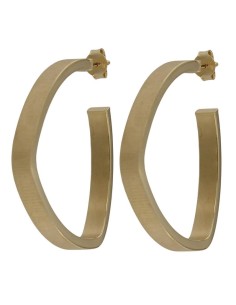 CRI-1319 - CRIOLLA DE PLATA CHAPADA EN ORO CON MOTIVO OVALADO MATIZADO CON ABERTURA DE 30 MM