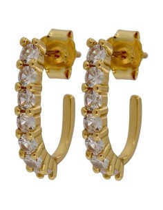 CRI-1333 - CRIOLLA DE PLATA CHAPADO EN ORO CON CIRCONITA DE 15 MM