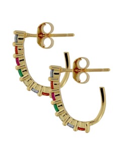 CRI-1342 - CRIOLLA PLATA CHAPA ORO CON CIRCONITAS DE COLOR 15MM 2