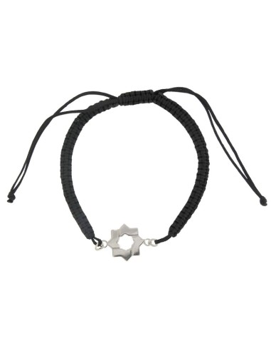 PULMA-14 - PULSERA DE MACRAMÉ AZUL CON MOTIVO DE PLATA ESTRELLA MUDÉJAR DE 12 MM 