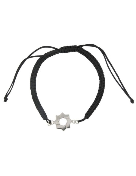 PULMA-14 - PULSERA DE MACRAMÉ AZUL CON MOTIVO DE PLATA ESTRELLA MUDÉJAR DE 12 MM 