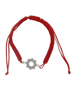 PULMA-12 - PULSERA DE MACRAMÉ AZUL CON MOTIVO DE PLATA ESTRELLA MUDÉJAR SATINADA DE 14 MM