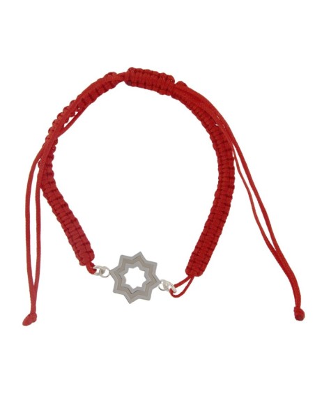 PULMA-12 - PULSERA DE MACRAMÉ AZUL CON MOTIVO DE PLATA ESTRELLA MUDÉJAR SATINADA DE 14 MM 