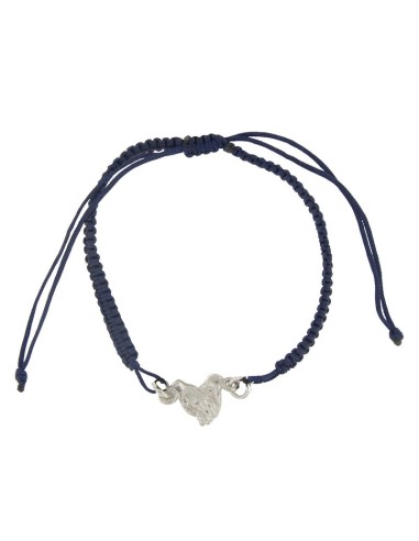 PULMA-9 - PULSERA DE MACRAMÉ NEGRO CON MOTIVO DE PLATA MANOS DE 9 MM 