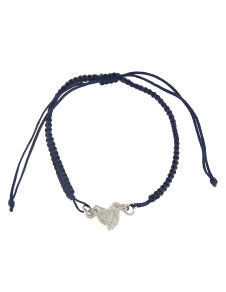 PULMA-9 - PULSERA DE MACRAMÉ NEGRO CON MOTIVO DE PLATA MANOS DE 9 MM 