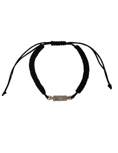 PULMA-8 - PULSERA DE MACRAMÉ ROJO CON MOTIVO DE PLATA TORRE DE 13 MM 