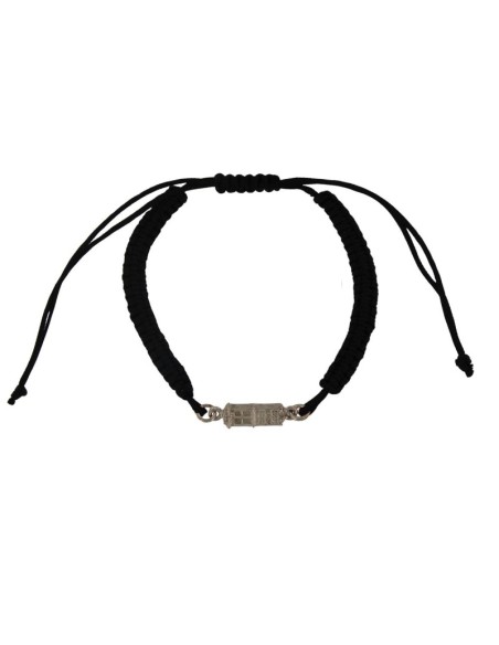 PULMA-8 - PULSERA DE MACRAMÉ ROJO CON MOTIVO DE PLATA TORRE DE 13 MM 