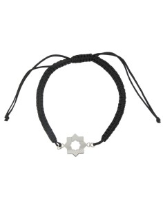 PULMA-7 - PULSERA DE MACRAMÉ NEGRO CON MOTIVO DE PLATA ESTRELLA MUDÉJAR DE 16 MM