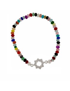 PUL-4932 - PULSERA ELÁSTICA CON PIEDRA MULTICOLOR DE 4 MM Y MOTIVO DE ESTRELLA MUDÉJAR TERUEL DE 12 MM