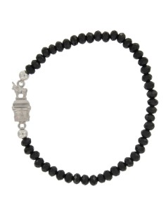 PUL-4617 - PULSERA ELÁSTICA CON PIEDRA NEGRA DE 4 MM Y MOTIVO DE TORICO TERUEL DE 15 MM X 7 MM