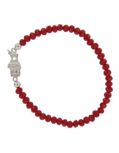 PUL-4616 - PULSERA ELÁSTICA CON PIEDRA ROJA DE 4 MM Y MOTIVO DE TORICO TERUEL DE 15 MM X 7 MM 
