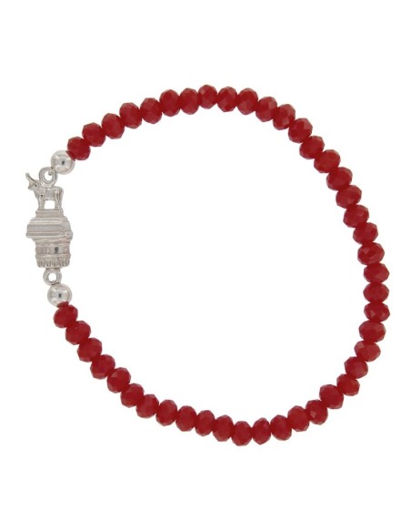 PUL-4616 - PULSERA ELÁSTICA CON PIEDRA ROJA DE 4 MM Y MOTIVO DE TORICO TERUEL DE 15 MM X 7 MM 