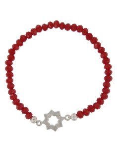 PUL-4612 - PULSERA ELÁSTICA CON PIEDRA ROJA DE 4 MM Y MOTIVO DE ESTRELLA MUDÉJAR TERUEL DE 12 MM