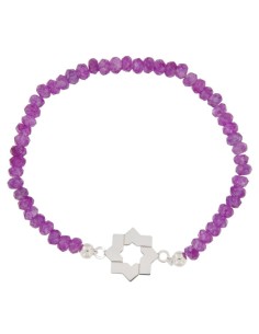 PULE-18 - PULSERA ELÁSTICA CON MOTIVO DE ESTRELLA MUDÉJAR DE 14 MM Y PIEDRA DE COLOR + BOLA DE PLATA DE 4 MM
