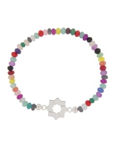 PULE-18 - PULSERA ELÁSTICA CON MOTIVO DE ESTRELLA MUDÉJAR DE 14 MM Y PIEDRA DE COLOR + BOLA DE PLATA DE 4 MM 2