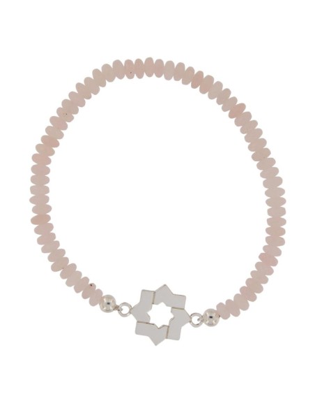 PULE-18 - PULSERA ELÁSTICA CON MOTIVO DE ESTRELLA MUDÉJAR DE 14 MM Y PIEDRA DE COLOR + BOLA DE PLATA DE 4 MM