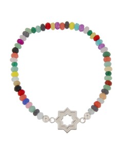 PULE-17 - PULSERA ELÁSTICA CON MOTIVO DE ESTRELLA MUDÉJAR SATINADA DE 14 MM Y PIEDRA DE COLOR + BOLA DE 4 MM 2