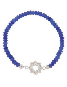 PULE-16 - PULSERA ELÁSTICA CON MOTIVO DE ESTRELLA MUDÉJAR DOBLE DE 14 MM Y PIEDRA DE COLOR + BOLA DE PLATA DE 4 MM 2