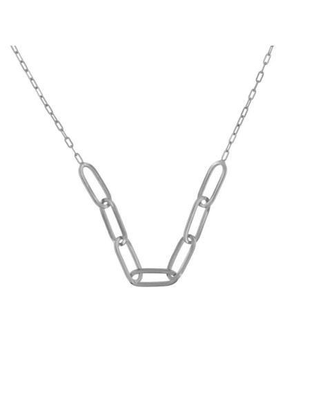 G-2430 - GARGANTILLA DE PLATA CON OVALOS ENTRELAZADOS DE 40 CM + ALARGADOR