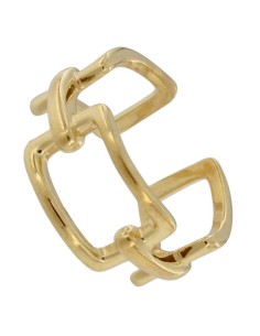 S-2239 - SORTIJA DE PLATA CHAPADO EN ORO CON ESLABONES UNIDOS CON ABERTURA TRASERA 