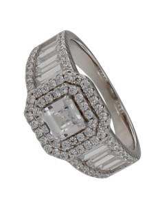 S-2217 - SORTIJA DE PLATA CON MOTIVO DE CIRCONITA Y PIEDRAS BLANCAS 